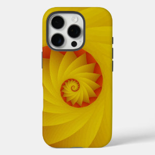 Coque iPhone 16 Pro Boîtier téléphonique abstrait de la spirale jaune