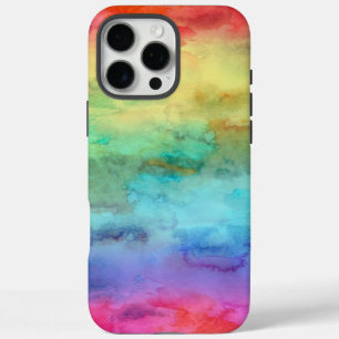 Coque iPhone 16 Pro Max Boîtier téléphonique Abstrait Rainbow Watercolor