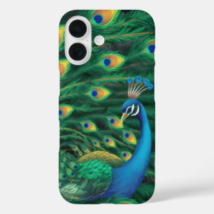 Coque Pour iPhone 16 Boîtier téléphonique Blue Peacock Bird