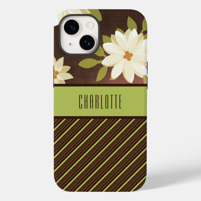 Coques Case-Mate iPhone Boîtier téléphonique Brown et vert joli Fleurs (Verso)