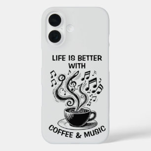 Coque Pour iPhone 16 Boîtier téléphonique café et musique
