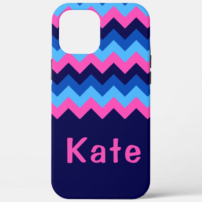 Coques Case-Mate iPhone Boîtier téléphonique cool Blue Pink Chevron (Verso)