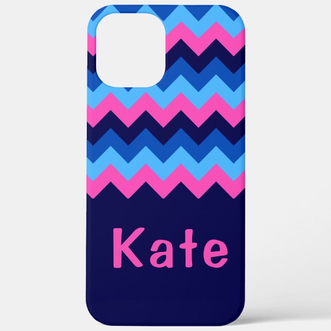 Coques Case-Mate iPhone Boîtier téléphonique cool Blue Pink Chevron (Verso)