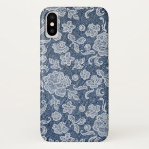Case-Mate iPhone Case Boîtier téléphonique Denim et Lace Chic Glam