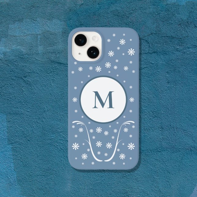 Coques Case-Mate iPhone Boîtier téléphonique Dusty Blue (Dusty Blue Flower Power Monogram Phone Case)