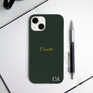 Coque Case-Mate iPhone Boîtier téléphonique élégant Gold & Forest Green M