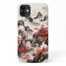 Boîtier téléphonique en encre chinoise - Rouge et 