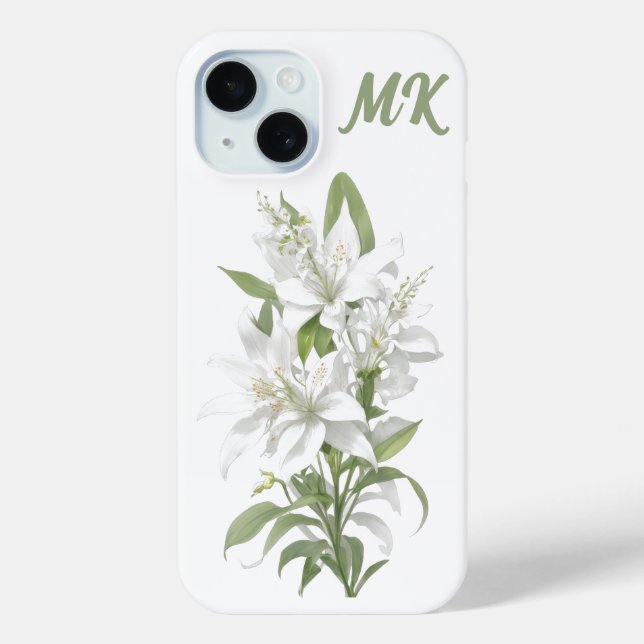 Coques Case-Mate iPhone Boîtier téléphonique Monogramme Fleurs Lys Blanche (Verso)