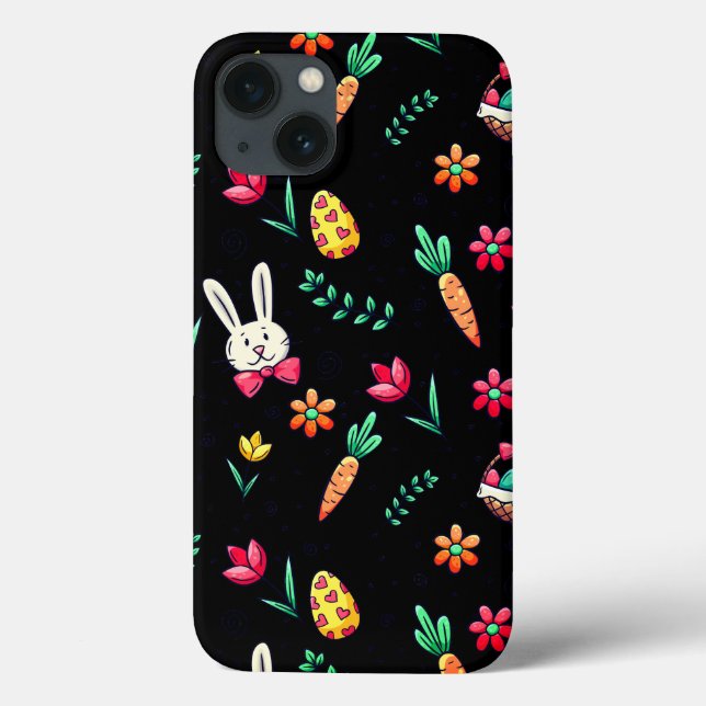 Coques Case-Mate iPhone Boîtier téléphonique Motif de Pâques noir (Verso)