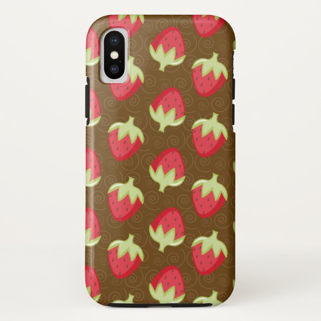Coques Case-Mate iPhone Boîtier téléphonique Motif fraise - Brown (Dos)