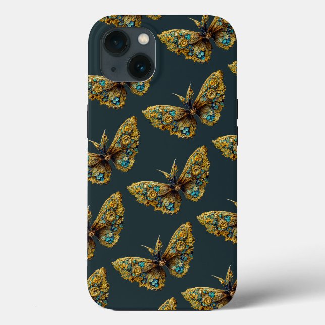 Coques Case-Mate iPhone Boîtier téléphonique Ornate Gold & Turquoise Papil (Verso)