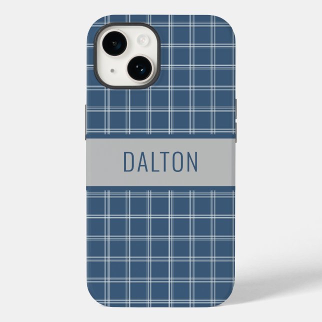 Coques Case-Mate iPhone Boîtier téléphonique personnalisé bleu plaid (Verso)