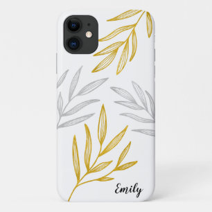 Case-Mate iPhone Case Boîtier téléphonique personnalisé Feuilles or et a