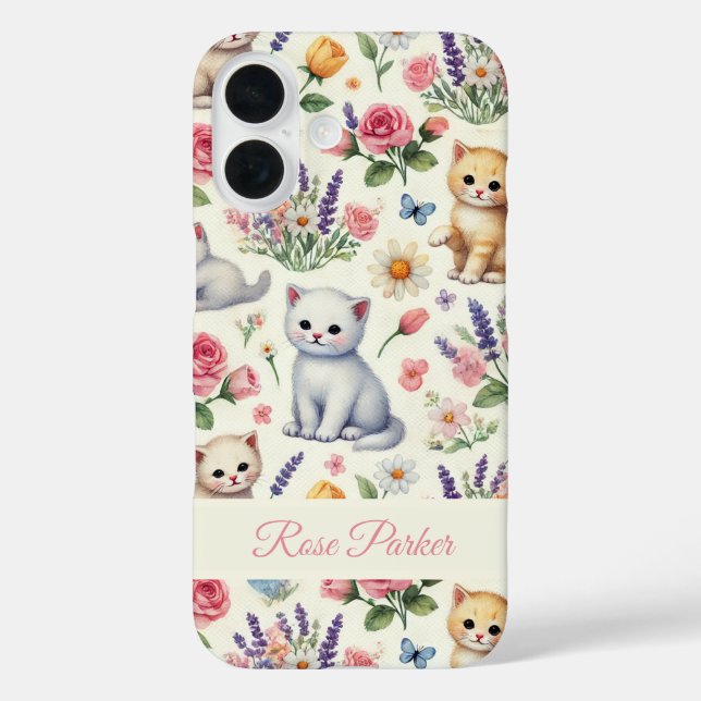 Coques Case-Mate iPhone Boîtier téléphonique personnalisé Kitten et Floral (Verso)
