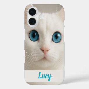 Coque Pour iPhone 16 Boîtier téléphonique pour chat blanc personnalisé 