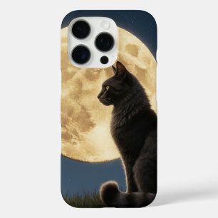 Coque iPhone 16 Pro Boîtier téléphonique pour chat et lune