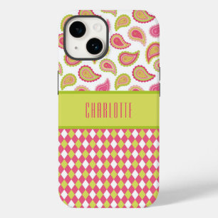 Coque Case-Mate iPhone Boîtier téléphonique pour Jacquards Pink et Green 