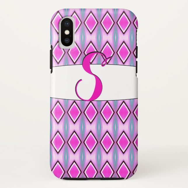 Coques Case-Mate iPhone Boîtier téléphonique S monogramme en rose et noir (Dos)