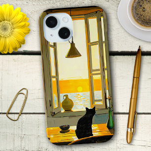 Coque Case-Mate iPhone Boîtier téléphonique vintage Black Cat Art