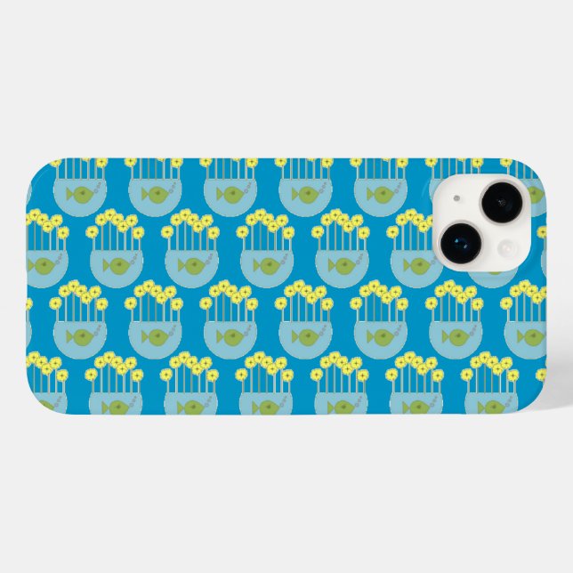 Coques Case-Mate iPhone Bol à poissons floral (Verso (horizontal))