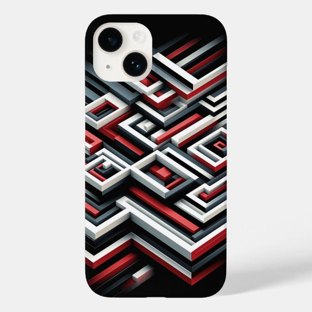 Coques Case-Mate iPhone Bold 3D Geometric Maze Phone Case - Red, Black  (Verso)