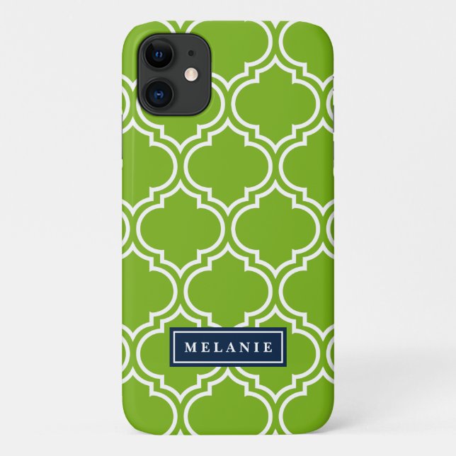 Coques Case-Mate iPhone Bold Lime Marocain Lattice Nom de la marine Modèle (Dos)