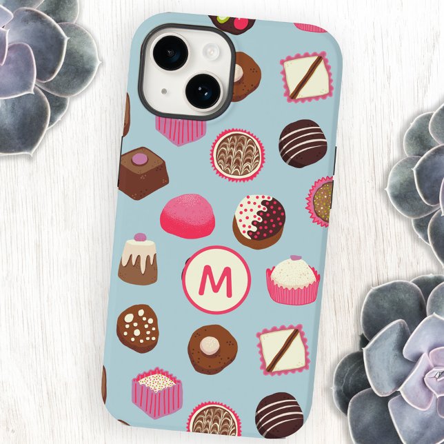 Coques Case-Mate iPhone Bonbons au chocolat Monogramme (Chocolates and candies monogram cell phone case)