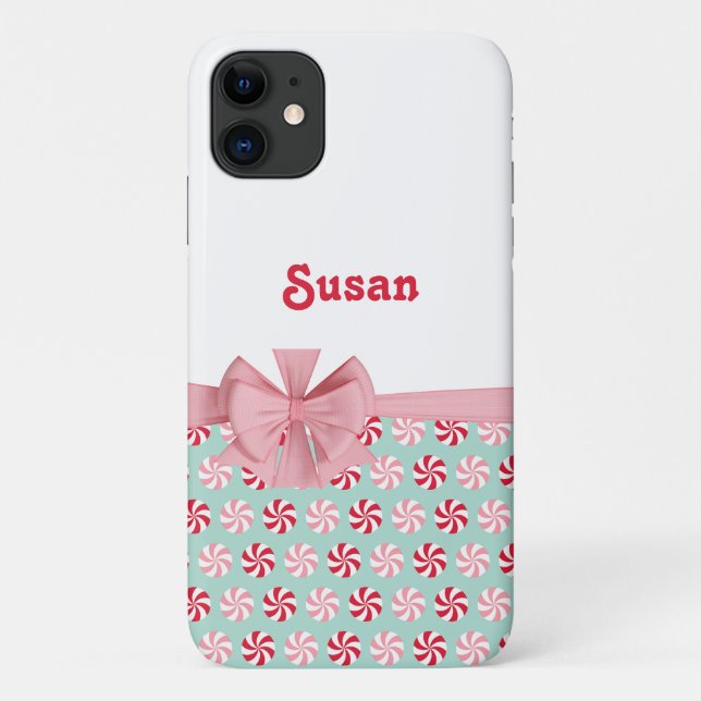 Coques Case-Mate iPhone Bonbons de Noël rose et vert personnalisés avec ca (Dos)