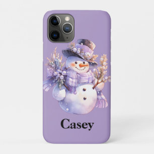 Case-Mate iPhone Case Bonhomme de neige à l'aquarelle, motif floral viol