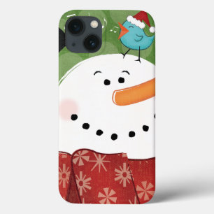 Coque Case-Mate iPhone Bonhomme de neige de Noël avec l'oiseau