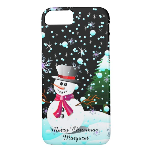 Coques Case-Mate iPhone Bonhomme de neige "Joyeux Noël" personnalisé (Dos)