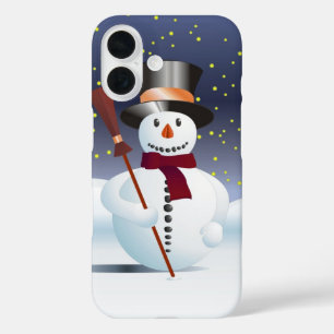 Coque Pour iPhone 16 Bonhomme de neige pour Noël