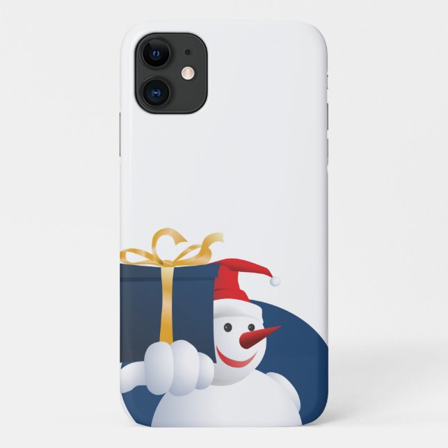 Coques Case-Mate iPhone Bonhomme de neige remet un cadeau... (Dos)