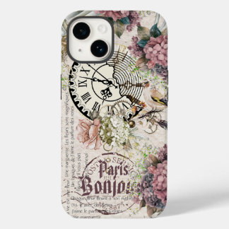 Coque Case-Mate iPhone Bonjour Botanical french artwork Cute bird Grunge