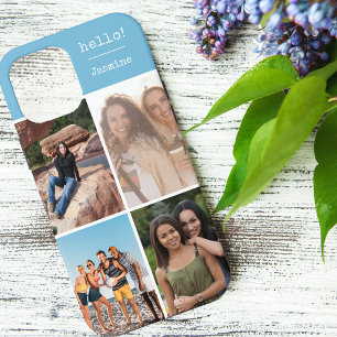 Case-Mate iPhone Case Bonjour! Collage de 4 photos personnalisé Bleu cie