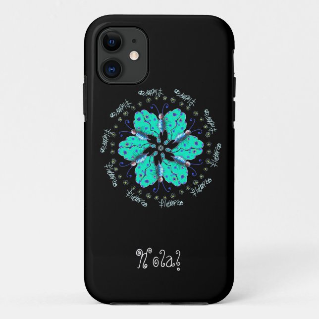 Coques Case-Mate iPhone Bonjour Fbatteraqua bleu papillon mandala (Dos)
