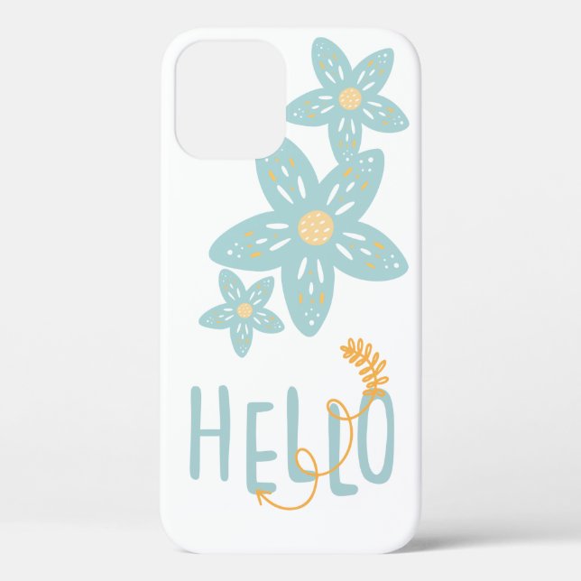 Coques Case-Mate iPhone Bonjour Floral Boho Bleu Jaune Moderne Cute (Verso)