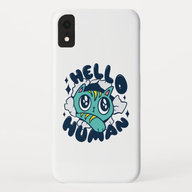 Coques Case-Mate iPhone Bonjour humain Chat Mignon (Dos)
