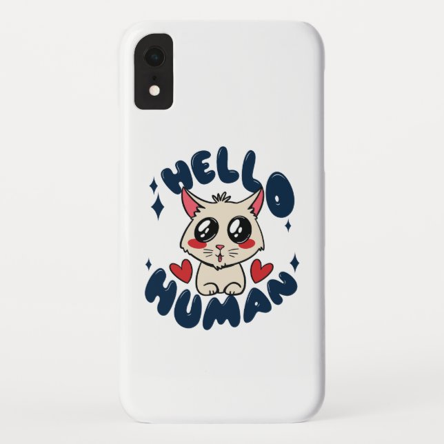 Coques Case-Mate iPhone Bonjour humain Chat Mignon (Dos)