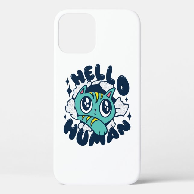 Coques Case-Mate iPhone Bonjour humain Chat Mignon (Verso)