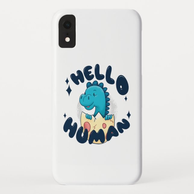 Coques Case-Mate iPhone Bonjour humain drôle de dinosaure (Dos)