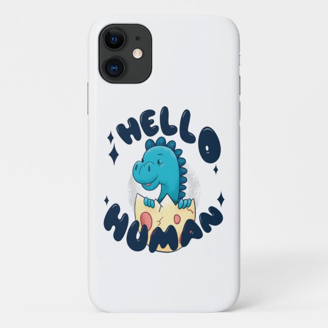 Coques Case-Mate iPhone Bonjour humain drôle de dinosaure (Dos)