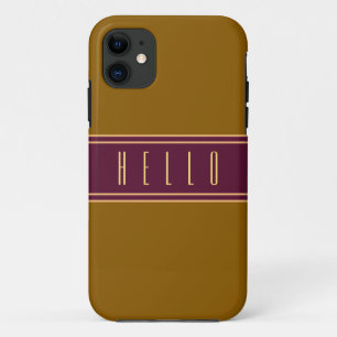 Case-Mate iPhone Case BONJOUR Marron Doré Moderne Bourguignonne Rayures