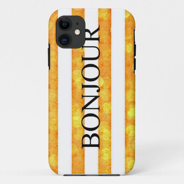 Coques Case-Mate iPhone Bonjour Orange Rayure Bokeh (Dos)