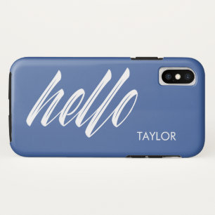Case-Mate iPhone Case Bonjour Script avec nom personnalisé bleu