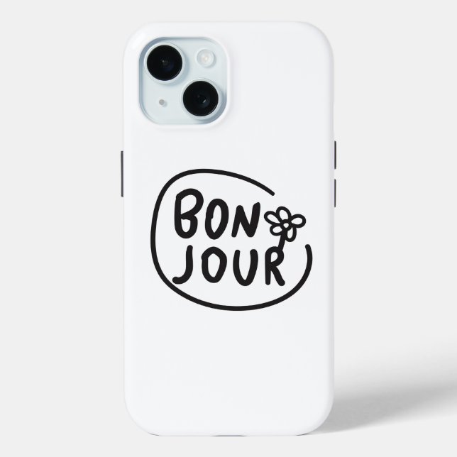Coques Case-Mate iPhone Bonjour Simple Moderne Floral Français Salutation (Verso)