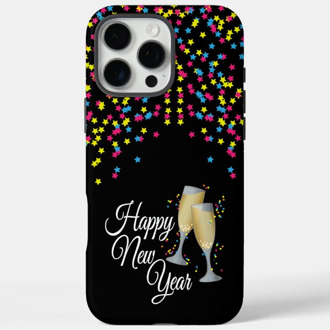 Coques Case-Mate iPhone Bonne année Confetti Champagne Lunettes (Verso)
