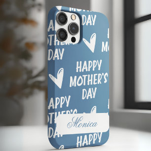 Case-Mate iPhone Case Bonne fête des mères en bleu arrière - plan nom pe