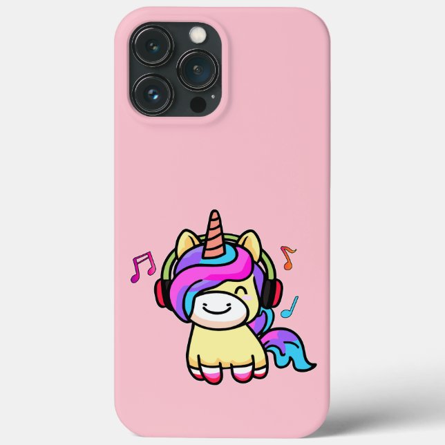 Coques Case-Mate iPhone Bonne licorne de bébé souriante avec casque. (Verso)