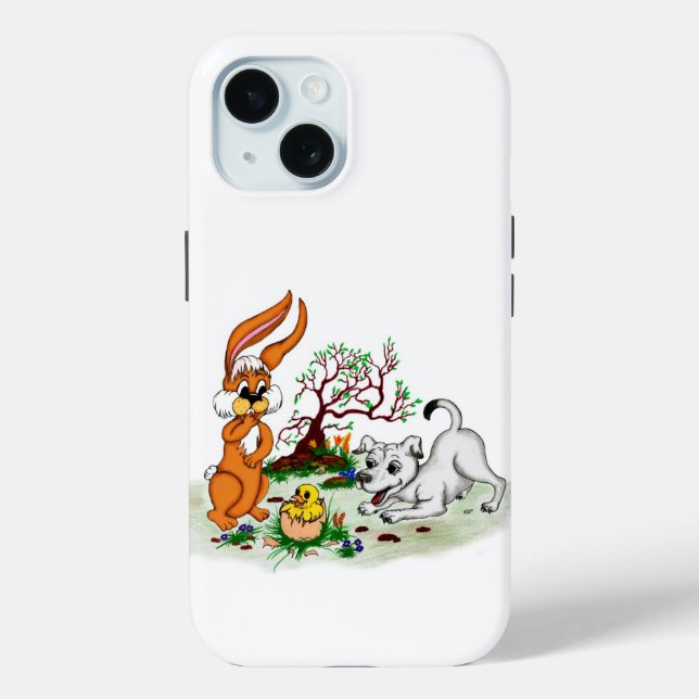 Coques Case-Mate iPhone Bonne Pâques ! Welpe, Küken, Hase (Verso)